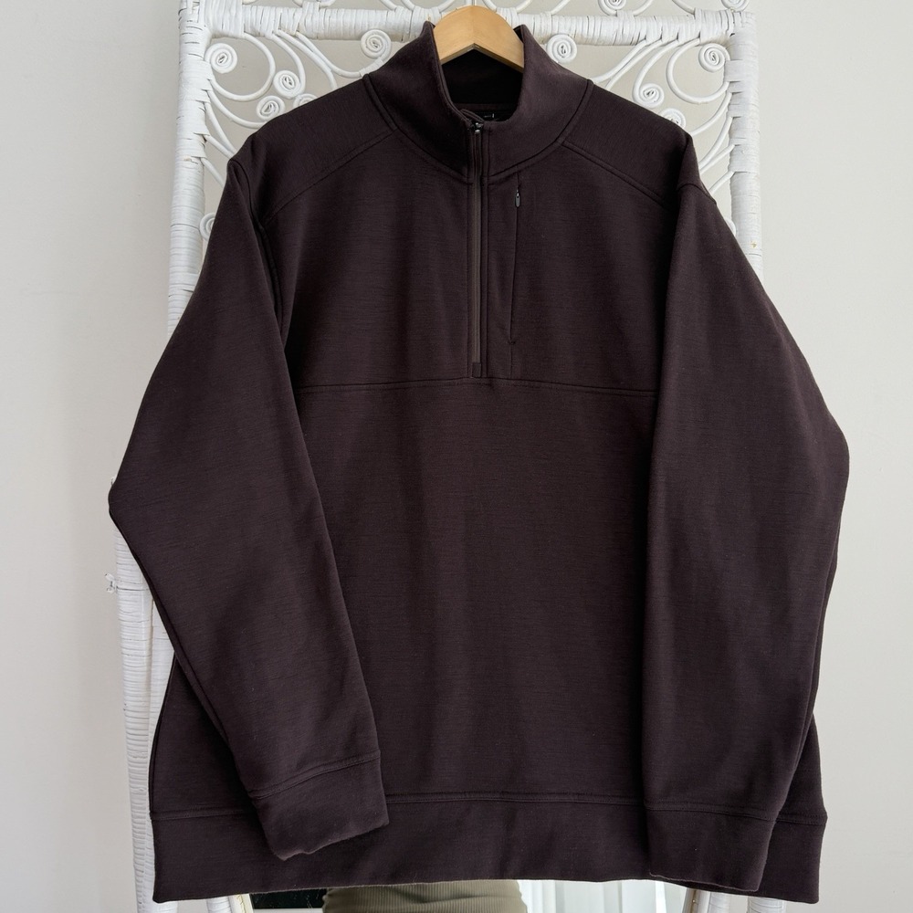 Woolx Sweater Mens 2XL Merino Wool Mason 1/4 Zip Fleece Pullover Pocket Outdoor